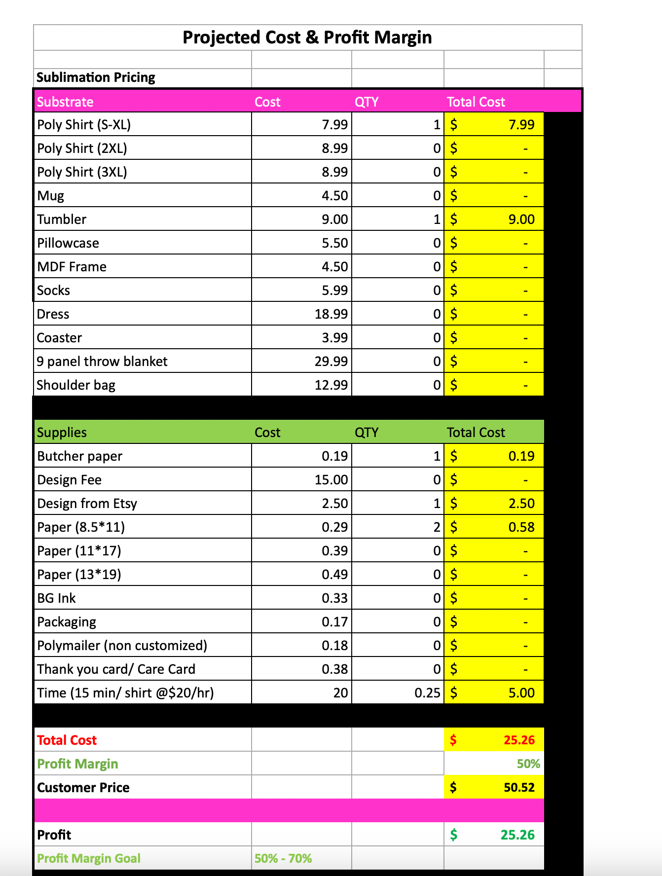 Craft Calculator