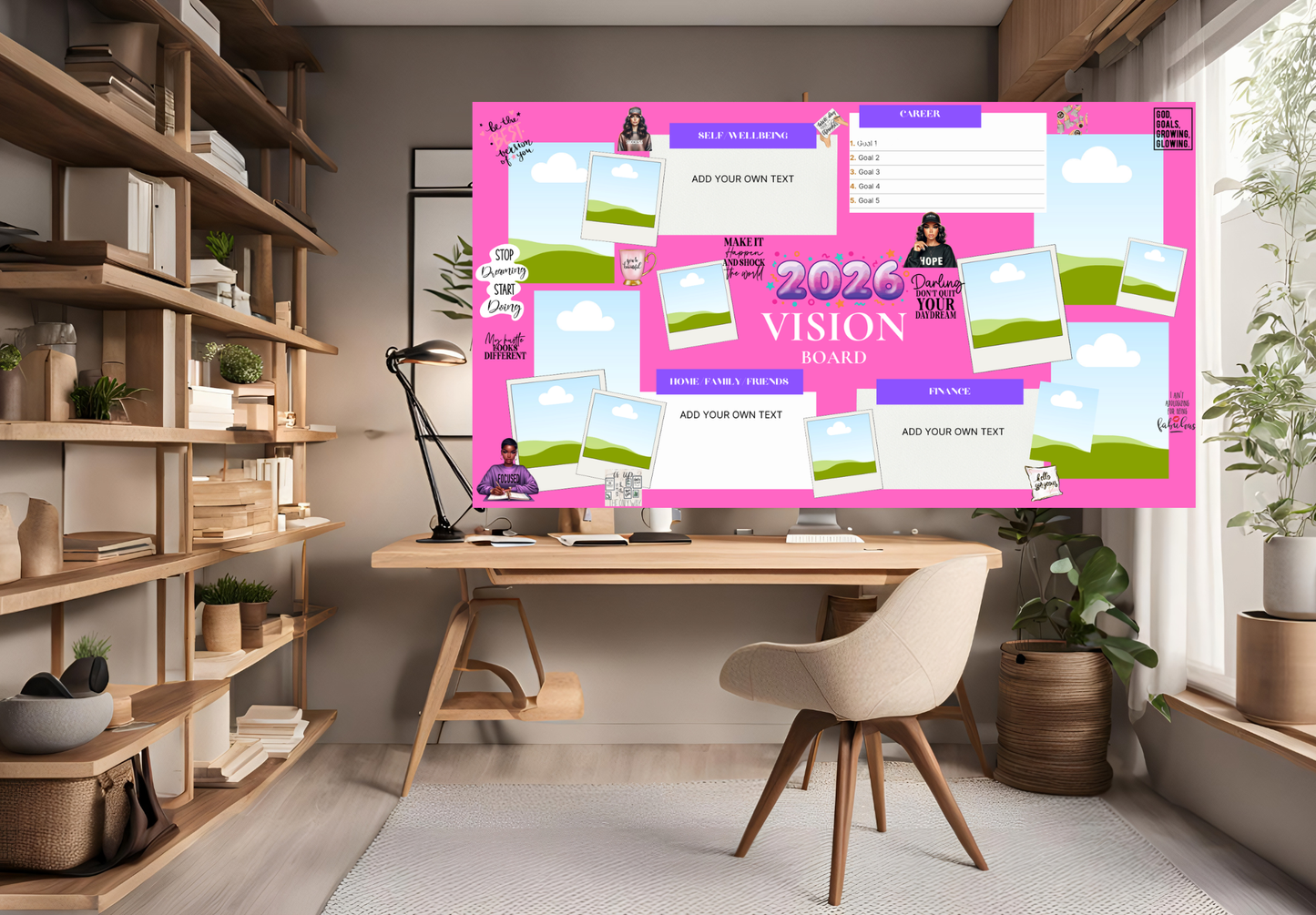 2026 Vision Board Template | Editable in Canva | Goal Setting & Manifestation Planner | Digital Download