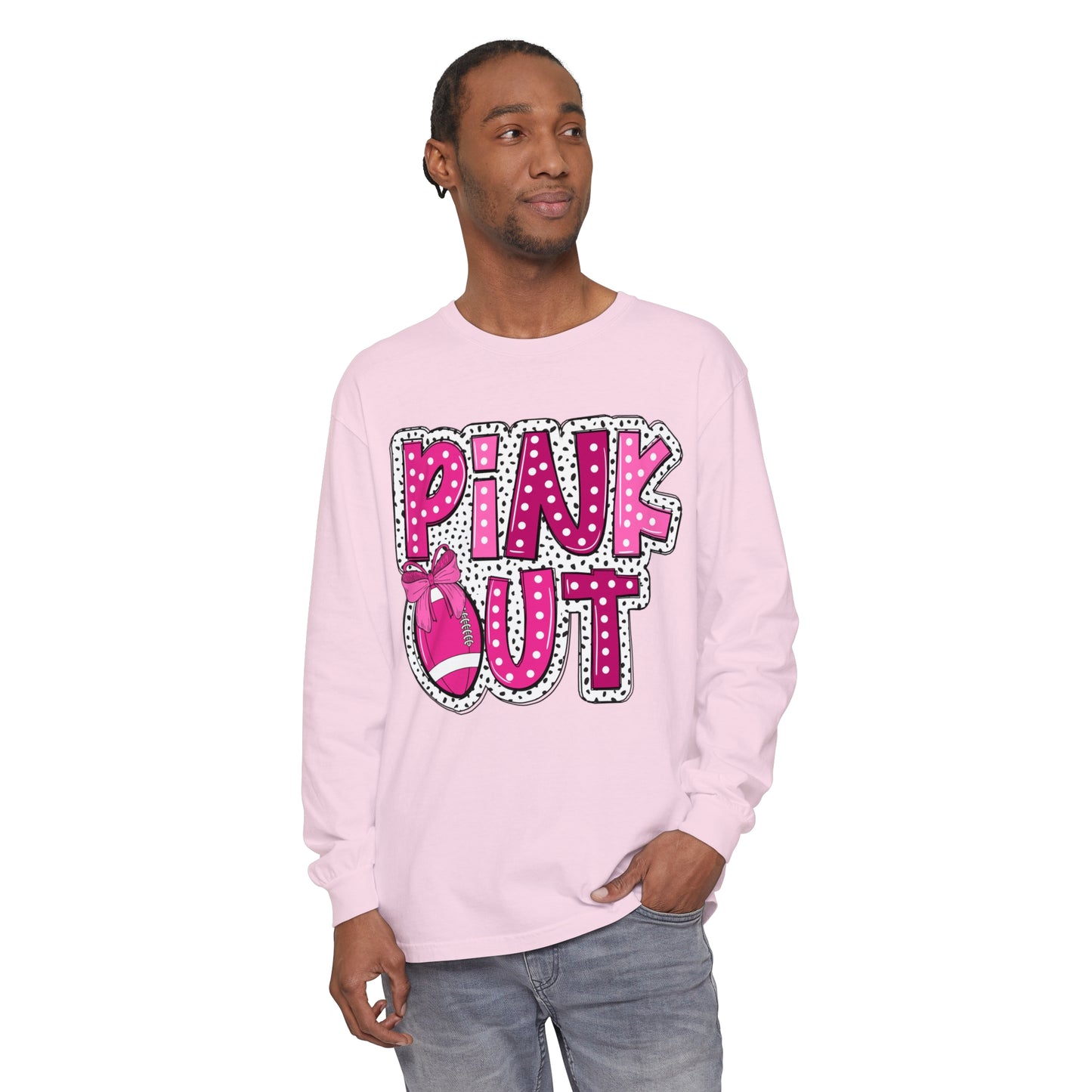 Pink Out Breast Cancer Awareness Shirt  Unisex Garment-dyed Long Sleeve T-Shirt