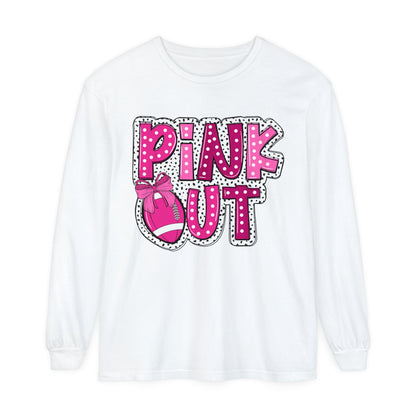 Pink Out Breast Cancer Awareness Shirt  Unisex Garment-dyed Long Sleeve T-Shirt